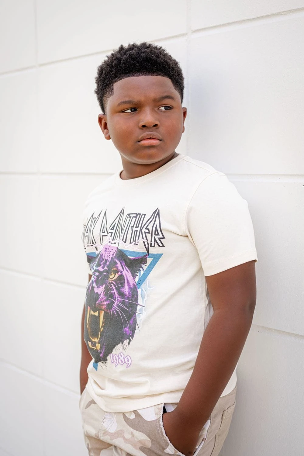 Kids Blak Panther T-Shirt (Cream) 2 Kids Blak Panther T-Shirt (Cream) - Image 2