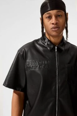 Thriller Full Zip S/S Shirt 23 Thriller Full Zip S/S Shirt -Jordan Craig Shop 2055 BLACK MODEL3