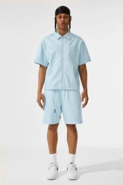 Thriller Full Zip S/S Shirt 33 Thriller Full Zip S/S Shirt -Jordan Craig Shop 2055 SKYBLUE MODEL1