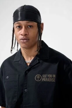 SYIP Vintage S/S Work Shirt -Jordan Craig Shop 2566A BLACK MODEL2