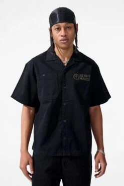 SYIP Vintage S/S Work Shirt -Jordan Craig Shop 2566A BLACK MODEL3