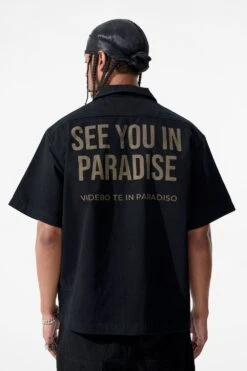 SYIP Vintage S/S Work Shirt -Jordan Craig Shop 2566A BLACK MODEL4