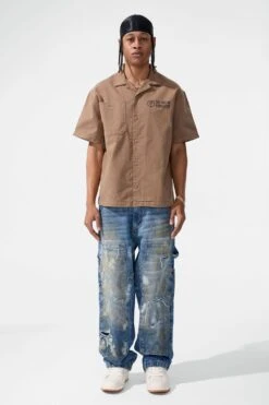 SYIP Vintage S/S Work Shirt -Jordan Craig Shop 2566A KHAKI MODEL1