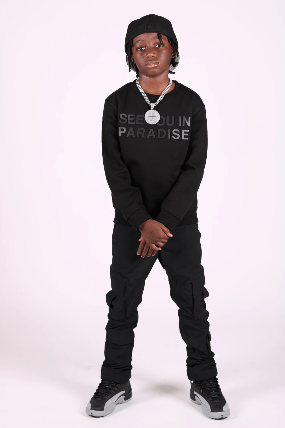 Kids Stacked Ventura Cargo Pants (Black) 3 Kids Stacked Ventura Cargo Pants (Black) - Image 3