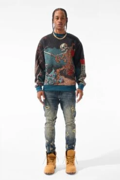 Silk Road Crewneck Sweater (Skulletal) 8 Silk Road Crewneck Sweater (Skulletal) -Jordan Craig Shop 3974 SKULLETAL MODEL1