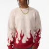 Inferno Crewneck Sweater (Blood Ivory) -Jordan Craig Shop 3977 BLOOD IVORY MODEL2