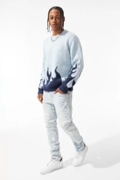 Inferno Crewneck Sweater (Azure) -Jordan Craig Shop 3977 BLUE MODEL1