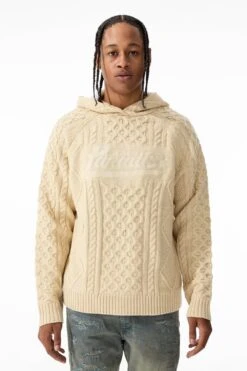Cable Knit Hooded Sweater (Cream) -Jordan Craig Shop 3980 CREAM MODEL2 da85a519 d144 4259 8520 1a5653b4b9d4