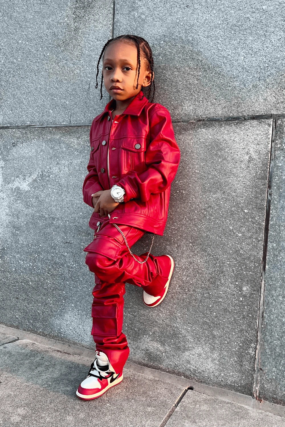 Kids Stacked Thriller Cargo Pants (Red) 5 Kids Stacked Thriller Cargo Pants (Red) - Image 5