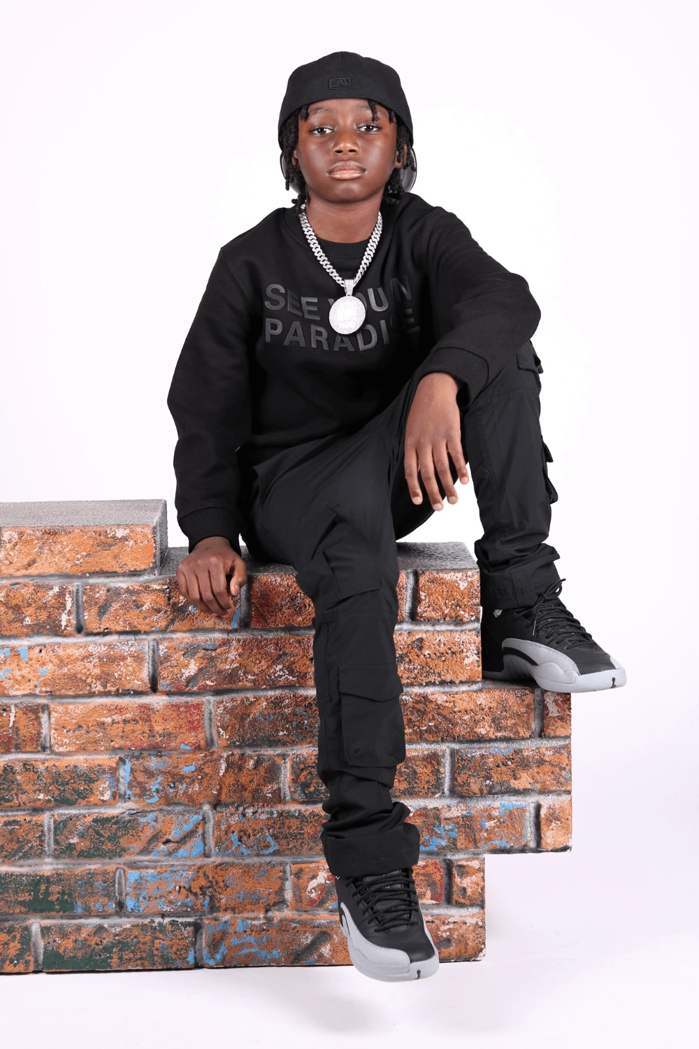 Kids Stacked Ventura Cargo Pants (Black) 2 Kids Stacked Ventura Cargo Pants (Black) - Image 2