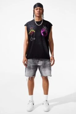 Lions Den Cut Off T-Shirt -Jordan Craig Shop 7001A BLACK MODEL1