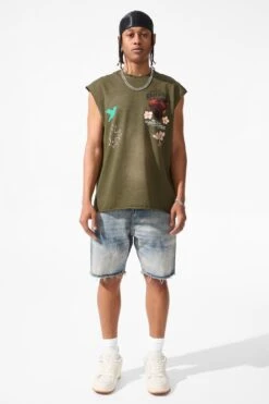 Heartfelt Cut Off T-Shirt -Jordan Craig Shop 7002A OLIVE MODEL1