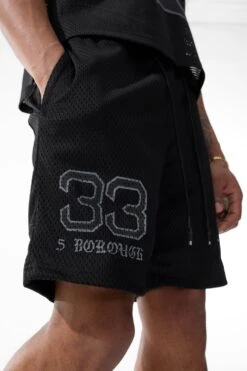 Retro - 5 Borough Mesh Shorts (Black) 9 Retro - 5 Borough Mesh Shorts (Black) -Jordan Craig Shop 8476 BLACK MODEL7