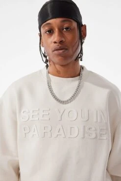 Paradise Tonal Crewneck Sweatshirt -Jordan Craig Shop 8829T BONE MODEL1