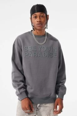 Paradise Tonal Crewneck Sweatshirt -Jordan Craig Shop 8829T CHARCOAL MODEL1