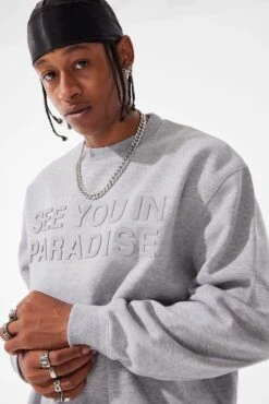 Paradise Tonal Crewneck Sweatshirt -Jordan Craig Shop 8829T HEATHER GREY MODEL1