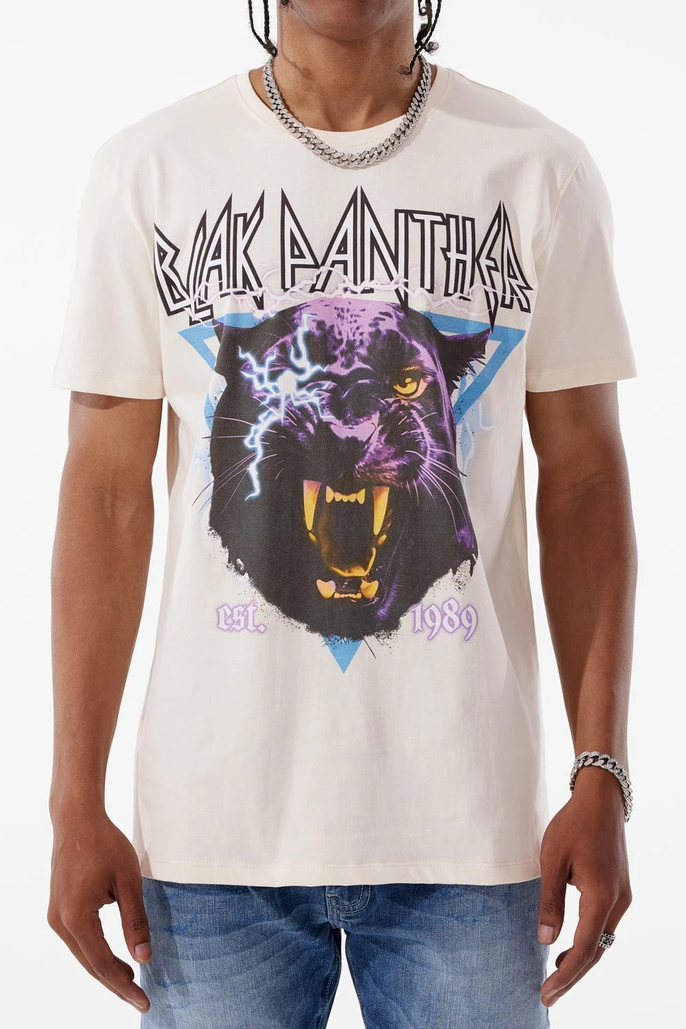 Blak Panther T-Shirt (Cream) 1 Blak Panther T-Shirt (Cream)