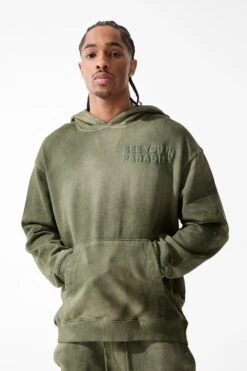 Paradise Washed Pullover Hoodie 34 Paradise Washed Pullover Hoodie -Jordan Craig Shop 9117H OLIVE MODEL2