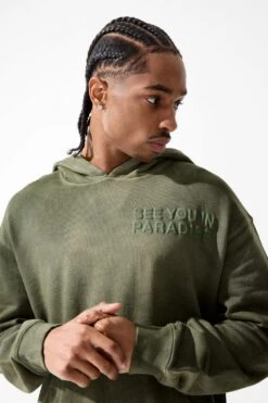 Paradise Washed Pullover Hoodie 37 Paradise Washed Pullover Hoodie -Jordan Craig Shop 9117H OLIVE MODEL3