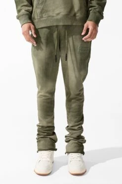 Paradise Washed Stacked Sweatpants 35 Paradise Washed Stacked Sweatpants -Jordan Craig Shop 9117L OLIVE MODEL1