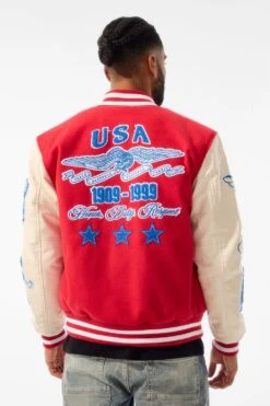 All American Varsity Jacket (Red) -Jordan Craig Shop 91645 RED MODEL4