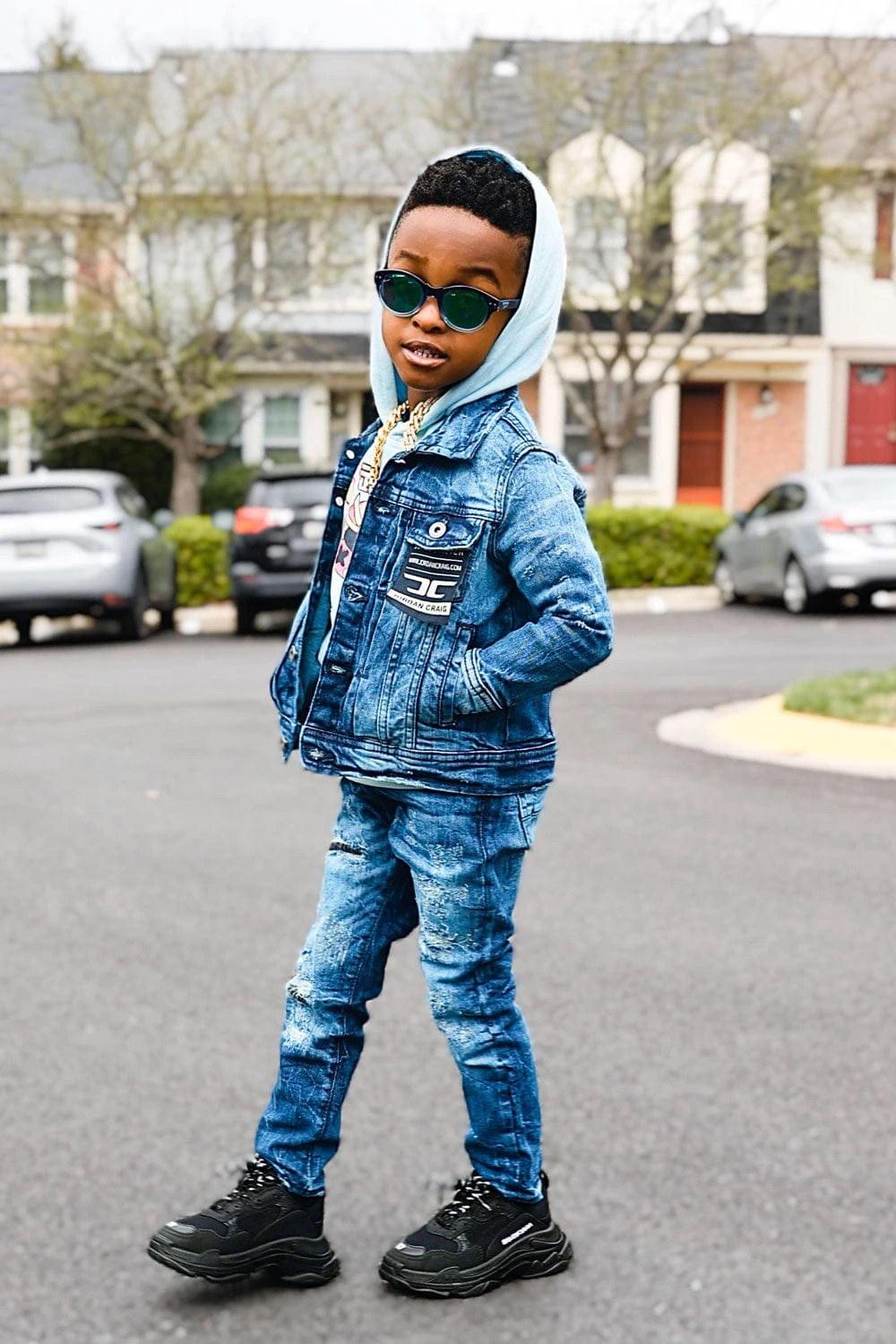 Kids Bayside Denim Trucker Jacket (Deep Blue) 3 Kids Bayside Denim Trucker Jacket (Deep Blue) - Image 3