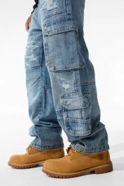 Brian - Blue Collar Cargo Denim (Aged Wash) -Jordan Craig Shop JB1187 AGED WASH MODEL4