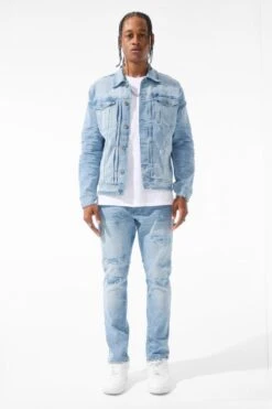 Meadowlands Denim Trucker Jacket (Azure) 19 Meadowlands Denim Trucker Jacket (Azure) -Jordan Craig Shop JC1220R SKY BLUE MODEL1 27a027d1 50dc 4c9d b306 c2c66753ac77