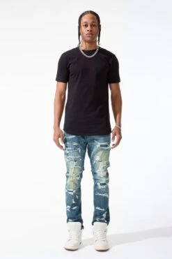 Collins - Black Widow Denim (Azure Gold) -Jordan Craig Shop JC1670 AZURE GOLD MODEL1