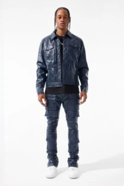 Thriller Trucker Jacket (Midnight Blue) 6 Thriller Trucker Jacket (Midnight Blue) -Jordan Craig Shop JJ1218 MIDNIGHT BLUE MODEL1