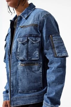 Legion Denim Trucker Jacket (Dark Indigo) -Jordan Craig Shop JJ1284 DARK INDIGO MODEL3