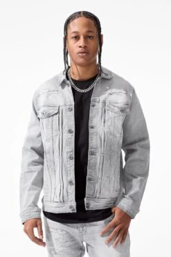 Hudson Denim Trucker Jacket 32 Hudson Denim Trucker Jacket -Jordan Craig Shop JJ2273 CEMENT WASH MODEL2