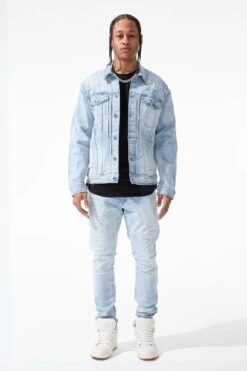 Hudson Denim Trucker Jacket 38 Hudson Denim Trucker Jacket -Jordan Craig Shop JJ2273 LIGHTNING BLUE MODEL1