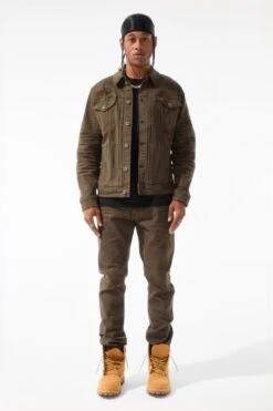 Tribeca Twill Trucker Jacket (SS25 Exclusive Colors) 13 Tribeca Twill Trucker Jacket (SS25 Exclusive Colors) -Jordan Craig Shop JJ990R ARMY GREEN MODEL1