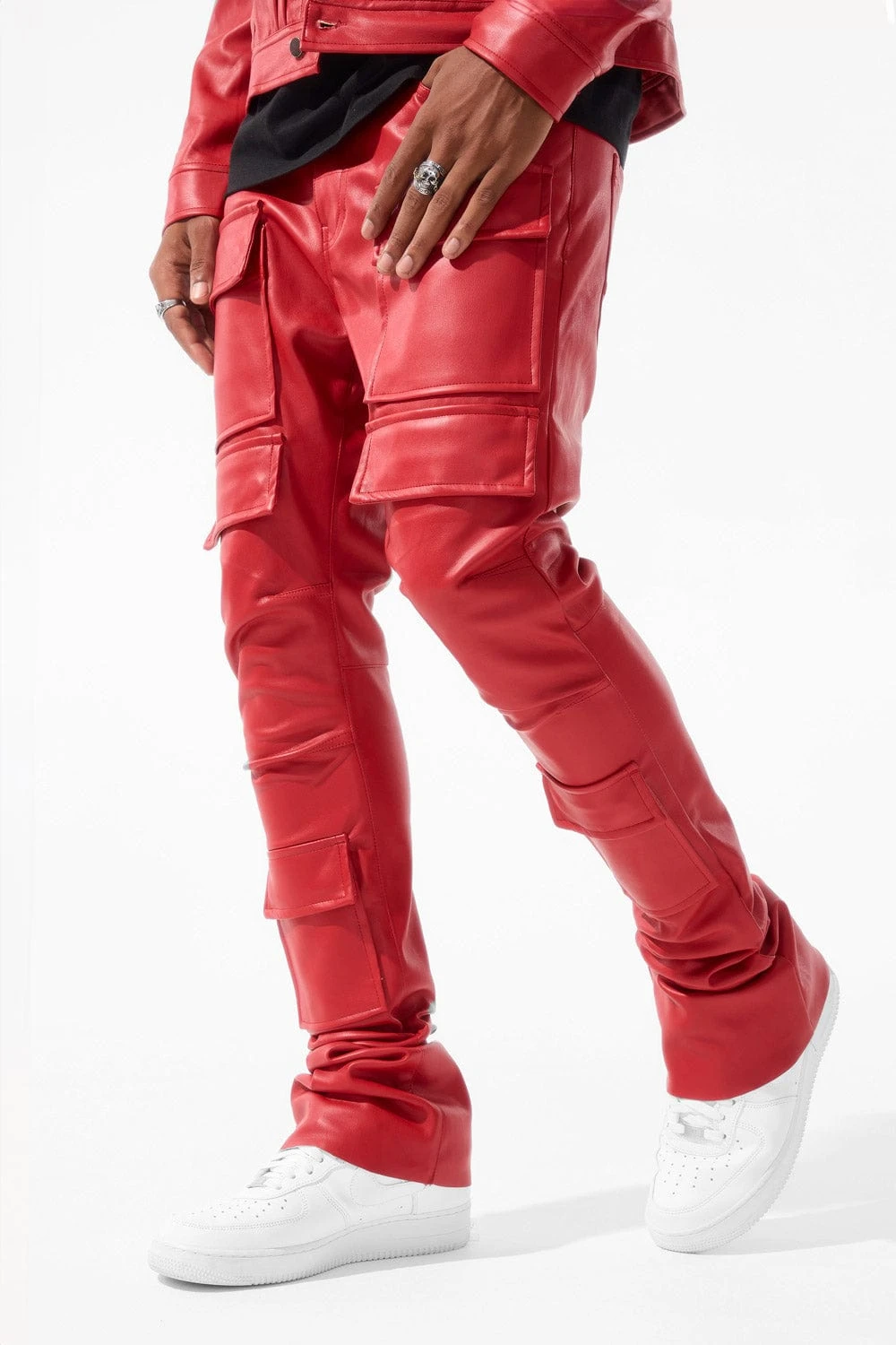 Ross Stacked - Thriller Cargo Pants (Red) 1 Ross Stacked - Thriller Cargo Pants (Red)