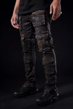 Sean - Carbon Cargo Denim (Black Copper Wash)