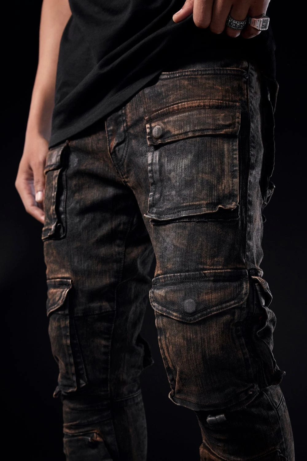 Sean - Carbon Cargo Denim (Black Copper Wash) 4 Sean - Carbon Cargo Denim (Black Copper Wash) - Image 4