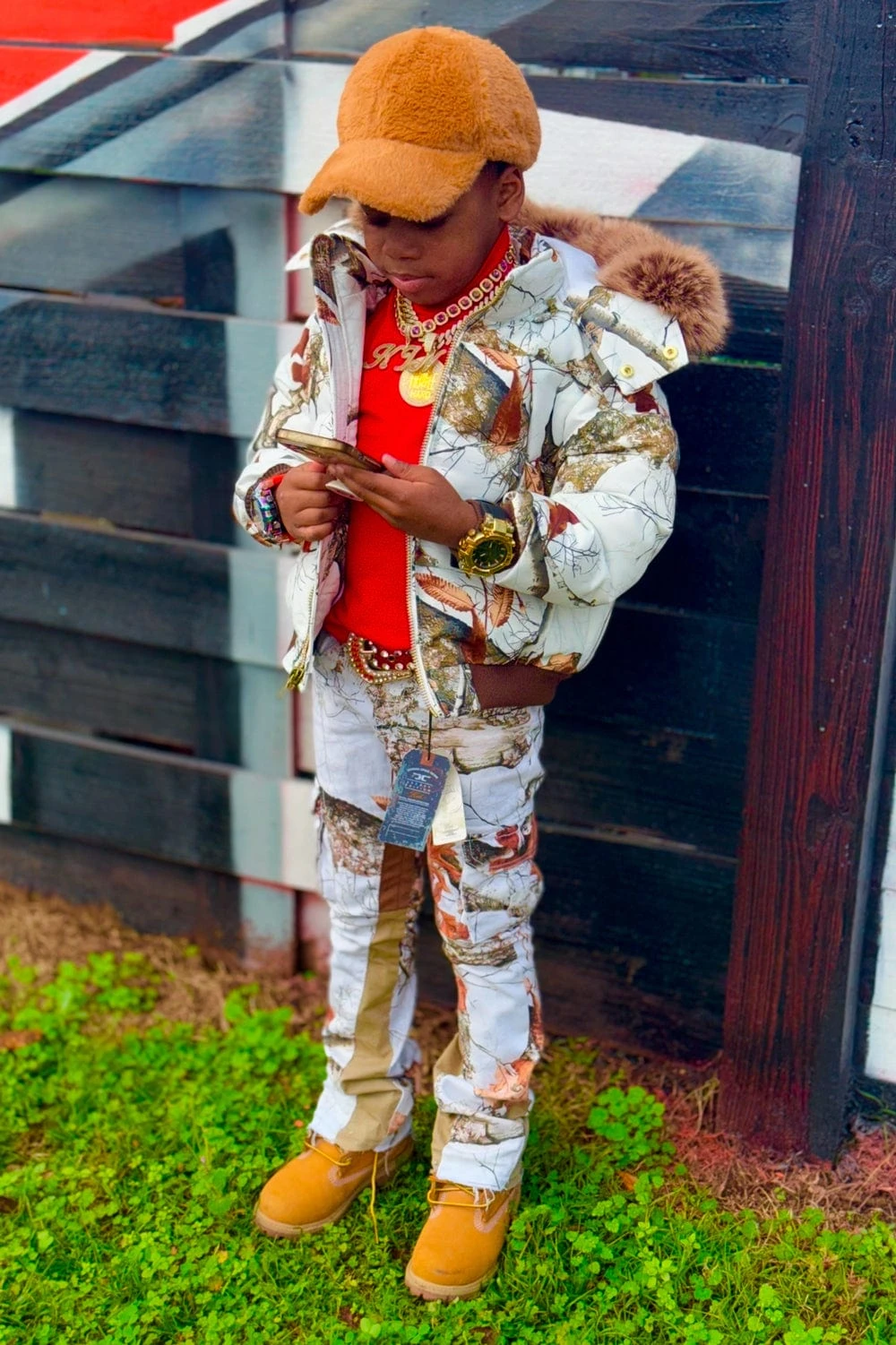 Kids Stacked Camo Cargo Denim (Snow Camo) 3 Kids Stacked Camo Cargo Denim (Snow Camo) - Image 3
