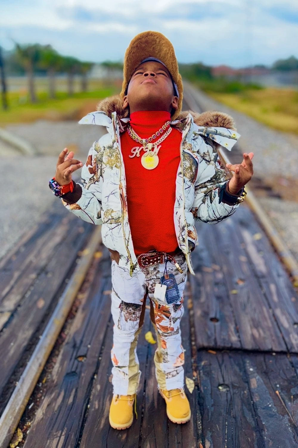 Kids Stacked Camo Cargo Denim (Snow Camo) 4 Kids Stacked Camo Cargo Denim (Snow Camo) - Image 4