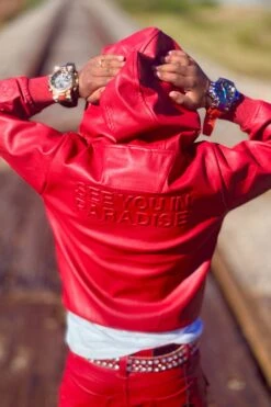 Kids Thriller Pullover Hoodie (Red) 8 Kids Thriller Pullover Hoodie (Red) -Jordan Craig Shop KIDS THRILLER RED MODEL2