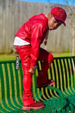 Kids Thriller Pullover Hoodie (Red) 10 Kids Thriller Pullover Hoodie (Red) -Jordan Craig Shop KIDS THRILLER RED MODEL4