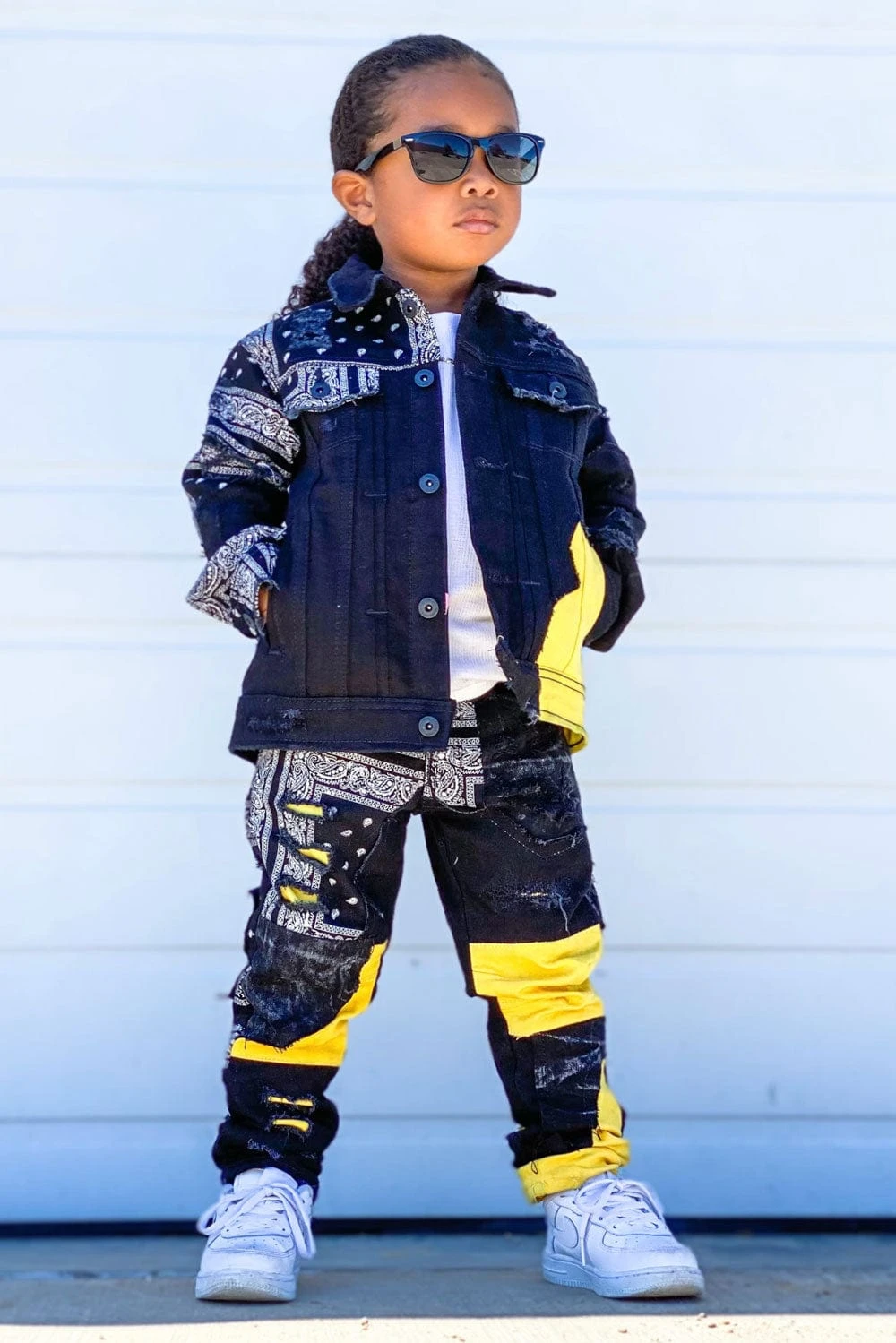 Kids Paisley Denim Trucker Jacket (Pollen) 2 Kids Paisley Denim Trucker Jacket (Pollen) - Image 2