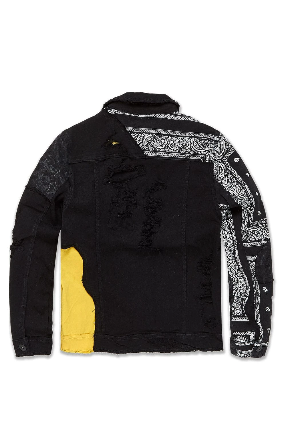 Big Men's Paisley Denim Trucker Jacket (Pollen) 2 Big Men's Paisley Denim Trucker Jacket (Pollen) - Image 2