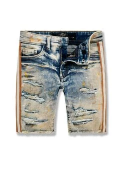 Kids Summertime Striped Denim Shorts (Sandstone)