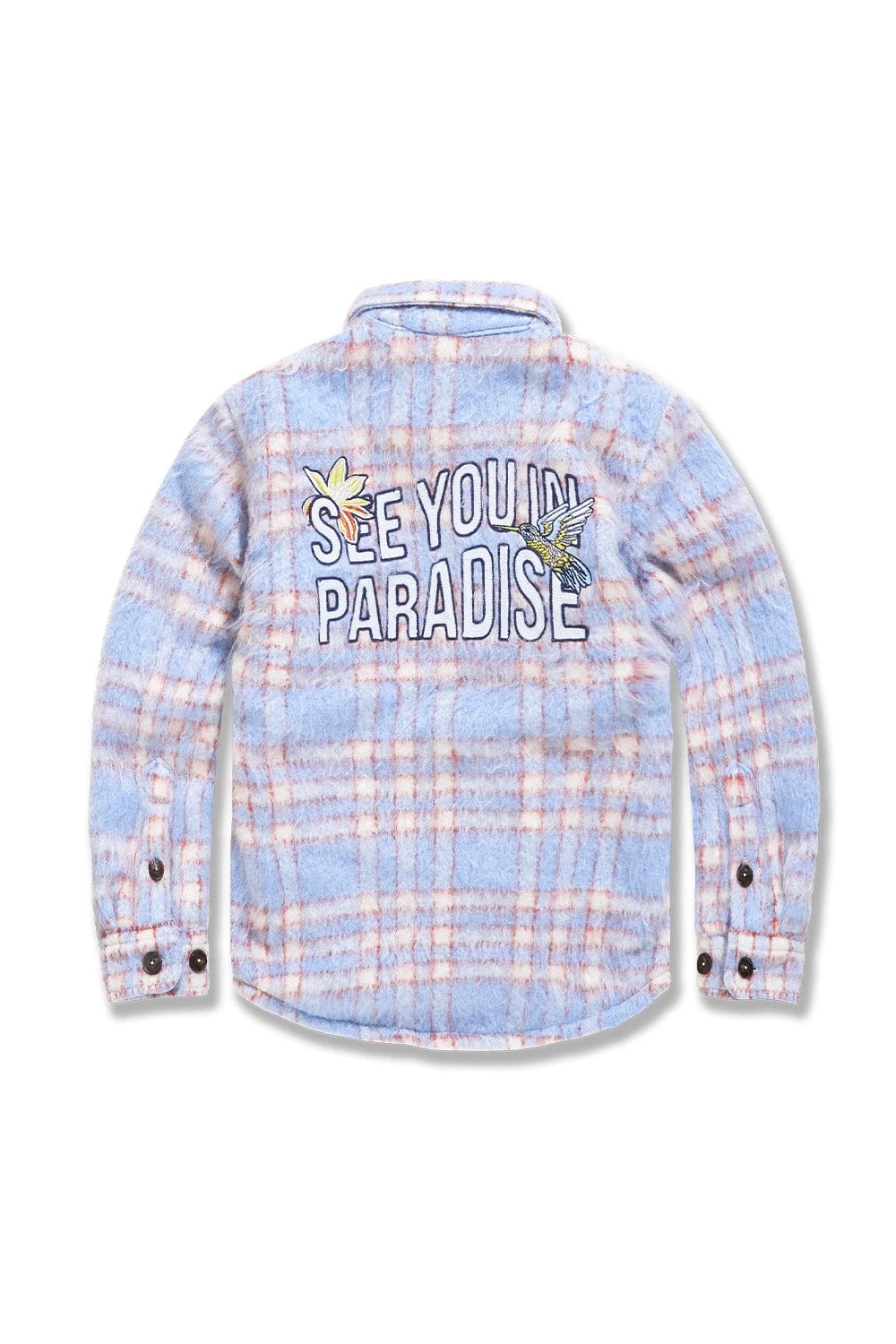 Kids See You In Paradise Flannel Shacket (Sky Blue) 2 Kids See You In Paradise Flannel Shacket (Sky Blue) - Image 2