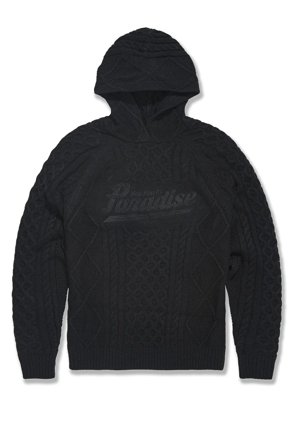 Cable Knit Hooded Sweater (Black) 3 Cable Knit Hooded Sweater (Black) - Image 3