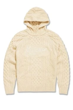 Cable Knit Hooded Sweater (Cream) -Jordan Craig Shop WEB 3980 CREAM F