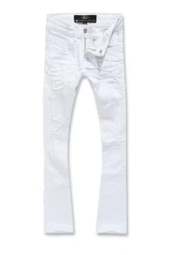 Kids Stacked Tribeca Twill Pants (White)